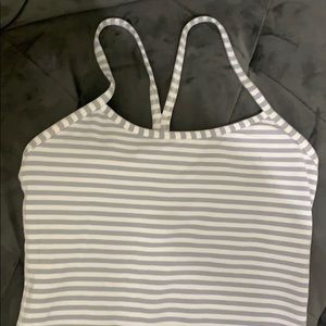 Lululemon Power Y Tank in gray stripes